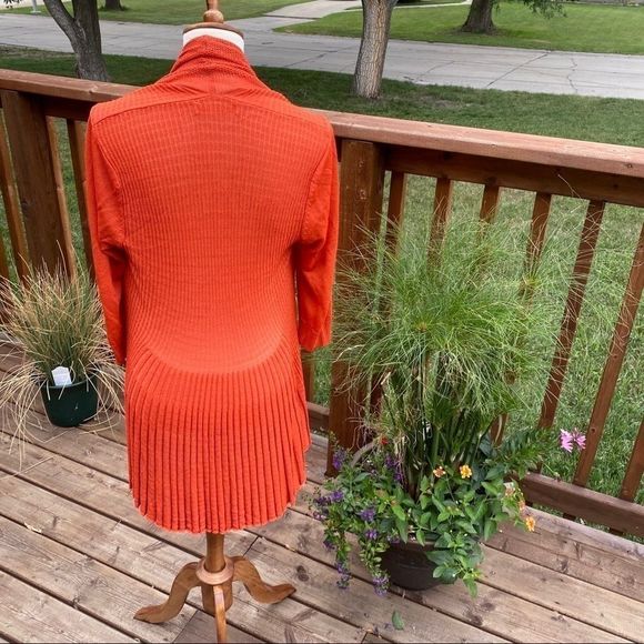 Pumpkin Spice Open Knit Cardigan Skirted Hem Fall - Picture 2 of 10